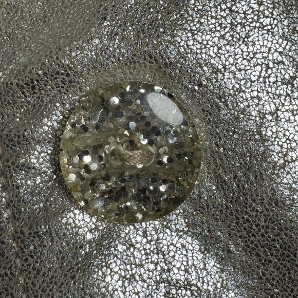 Bebe Women’s Size Small Vintage Y2K Light Gold Leather Peplum Jacket Ruffle Hem - Picture 6 of 9